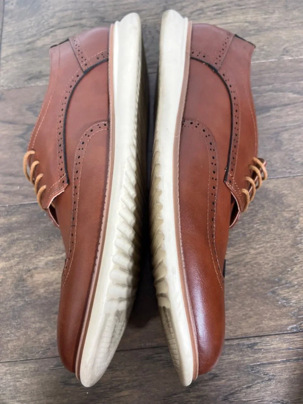 JOUSEN Men's Oxford Casual Brogue Wingtip DRE23035 Brown Sz 14 EUC